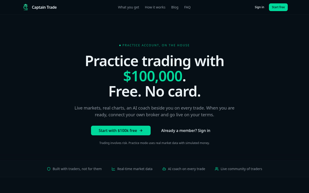Captain Trade front page, built by the Paramount Profits team