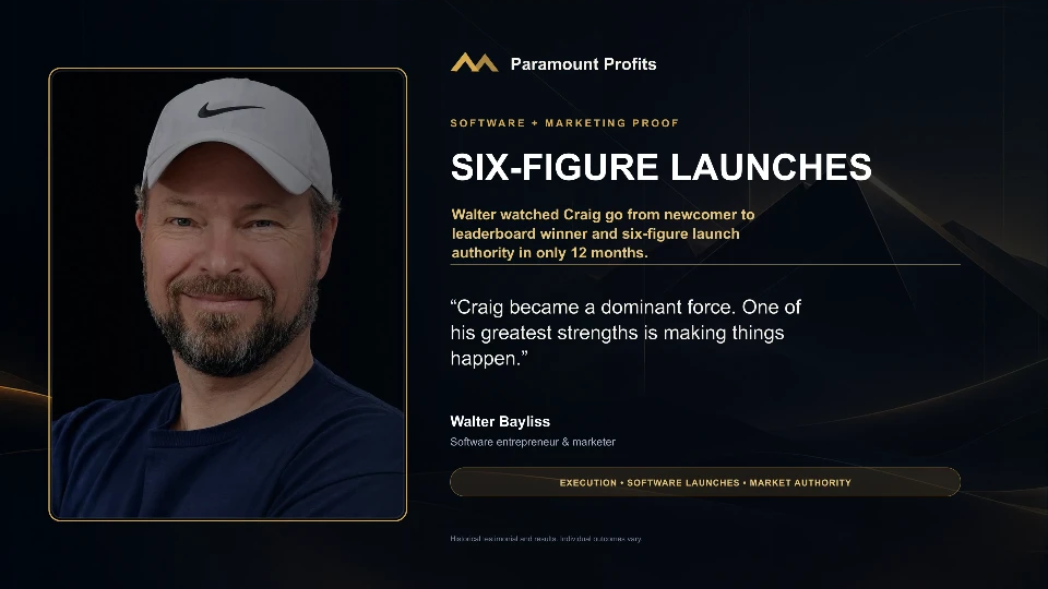 Walter Bayliss, software entrepreneur and marketer: six-figure launches. “Craig became a dominant force. One of his greatest strengths is making things happen.”